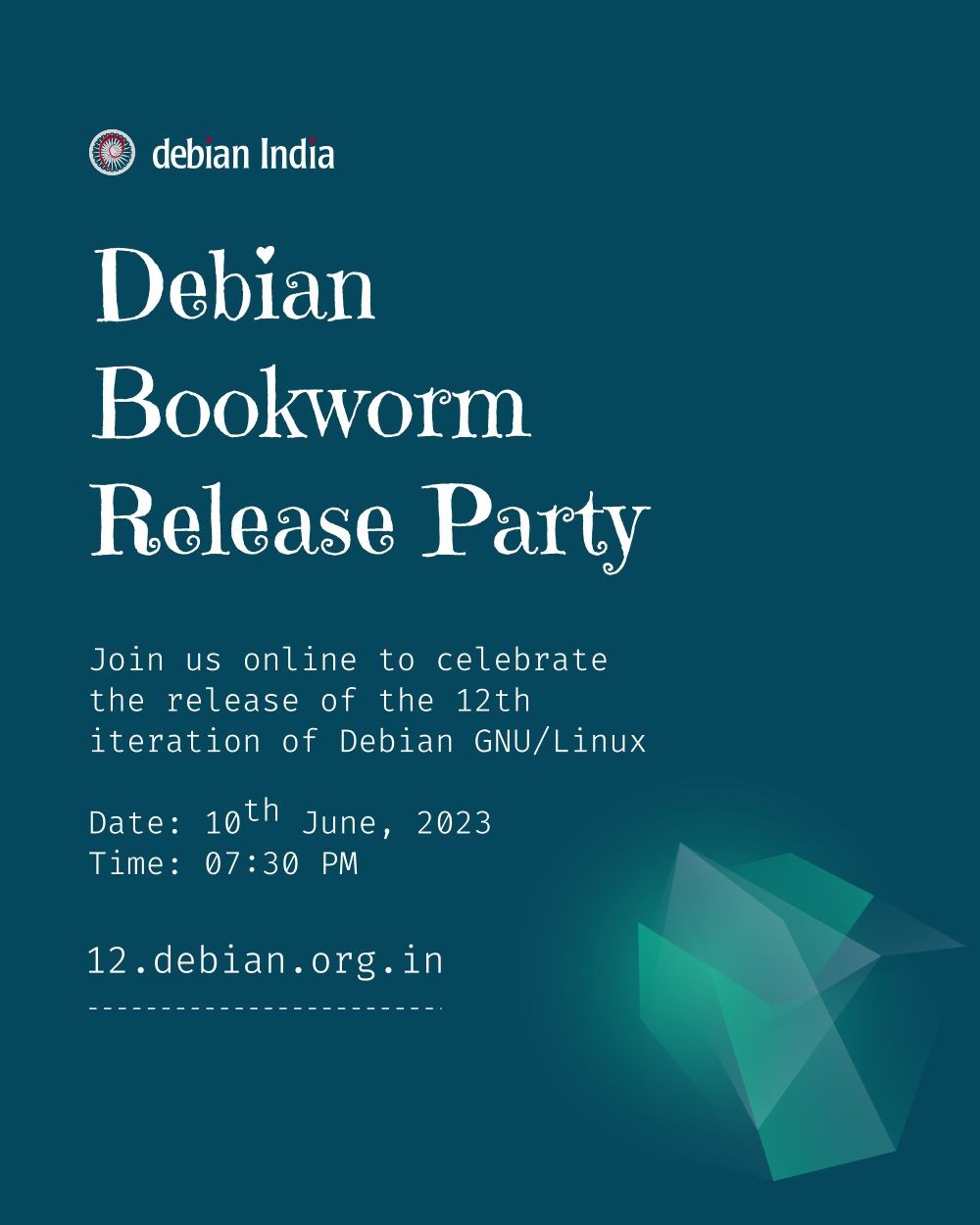 Debian India bookworm release party poster